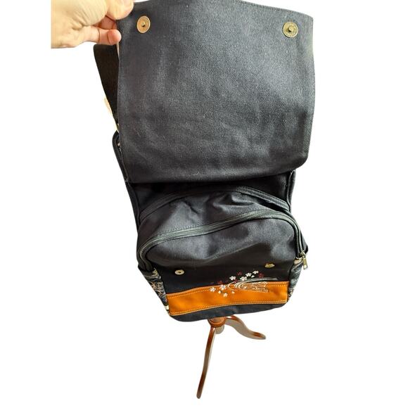 Ripple Japan Unisex Embroidered Canvas Backpack Japanese Dragon Art Vegan Bag - Picture 5 of 14